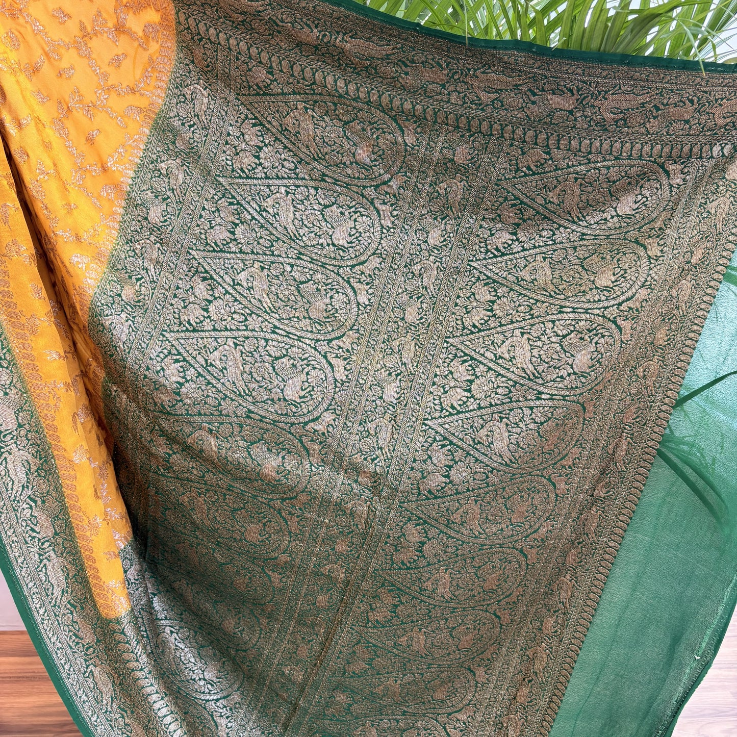 Yellow Jaal Banarasi Pure Crepe Saree