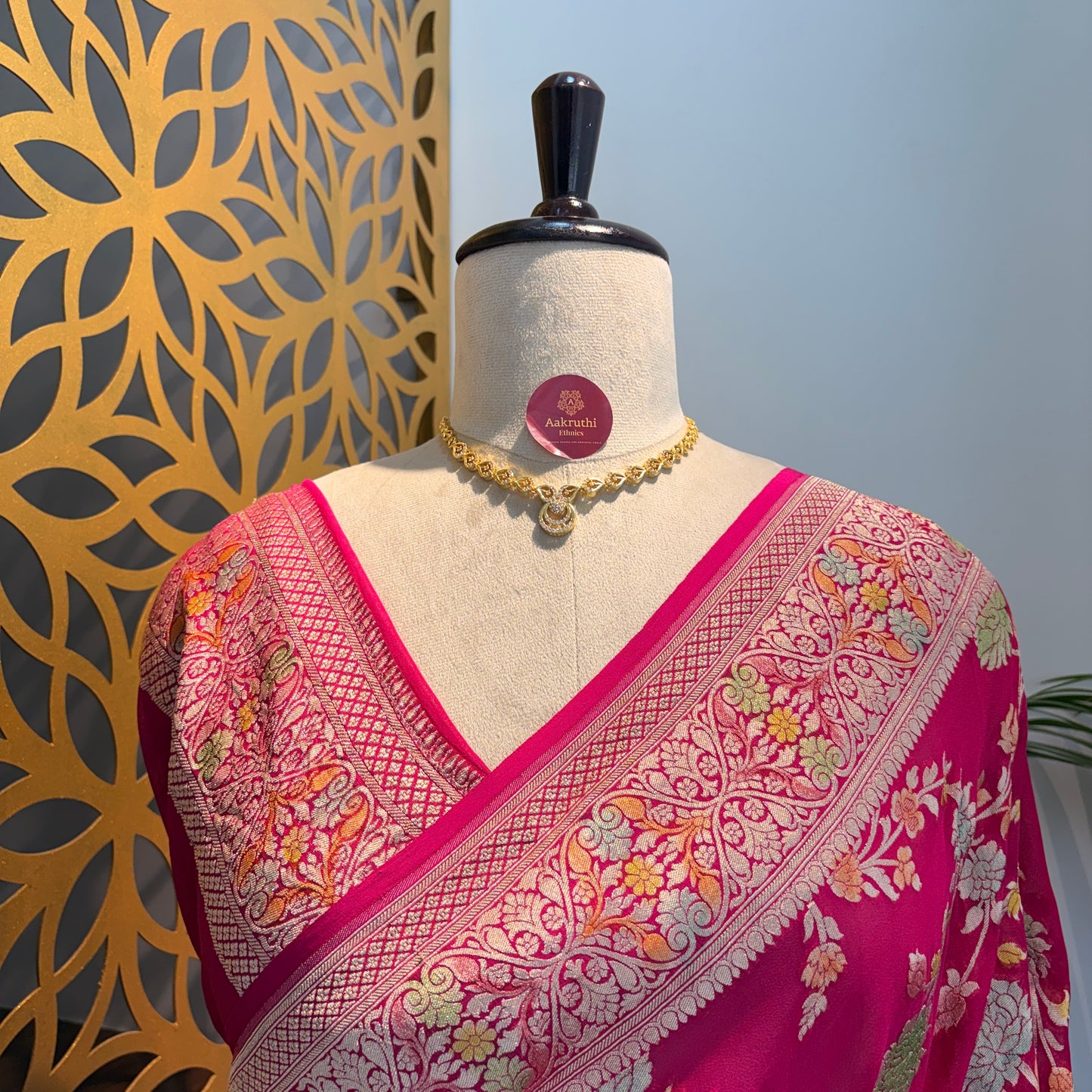 Pink Pure Khaddi Georgette Meenakari Saree