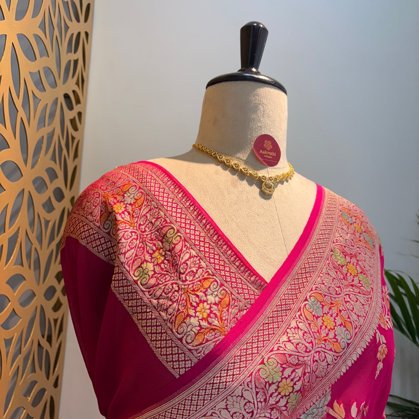 Pink Pure Khaddi Georgette Meenakari Saree