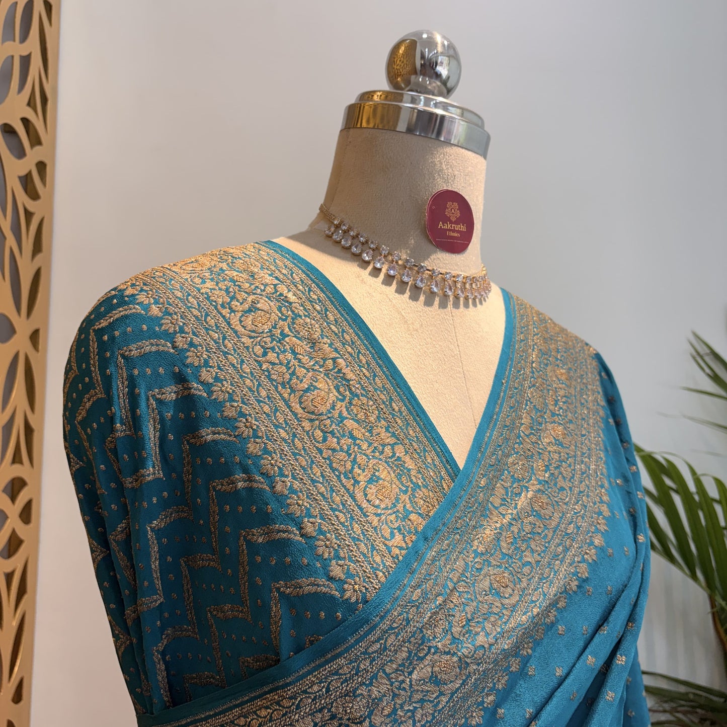 Sky Blue Banarasi Pure Crepe Saree