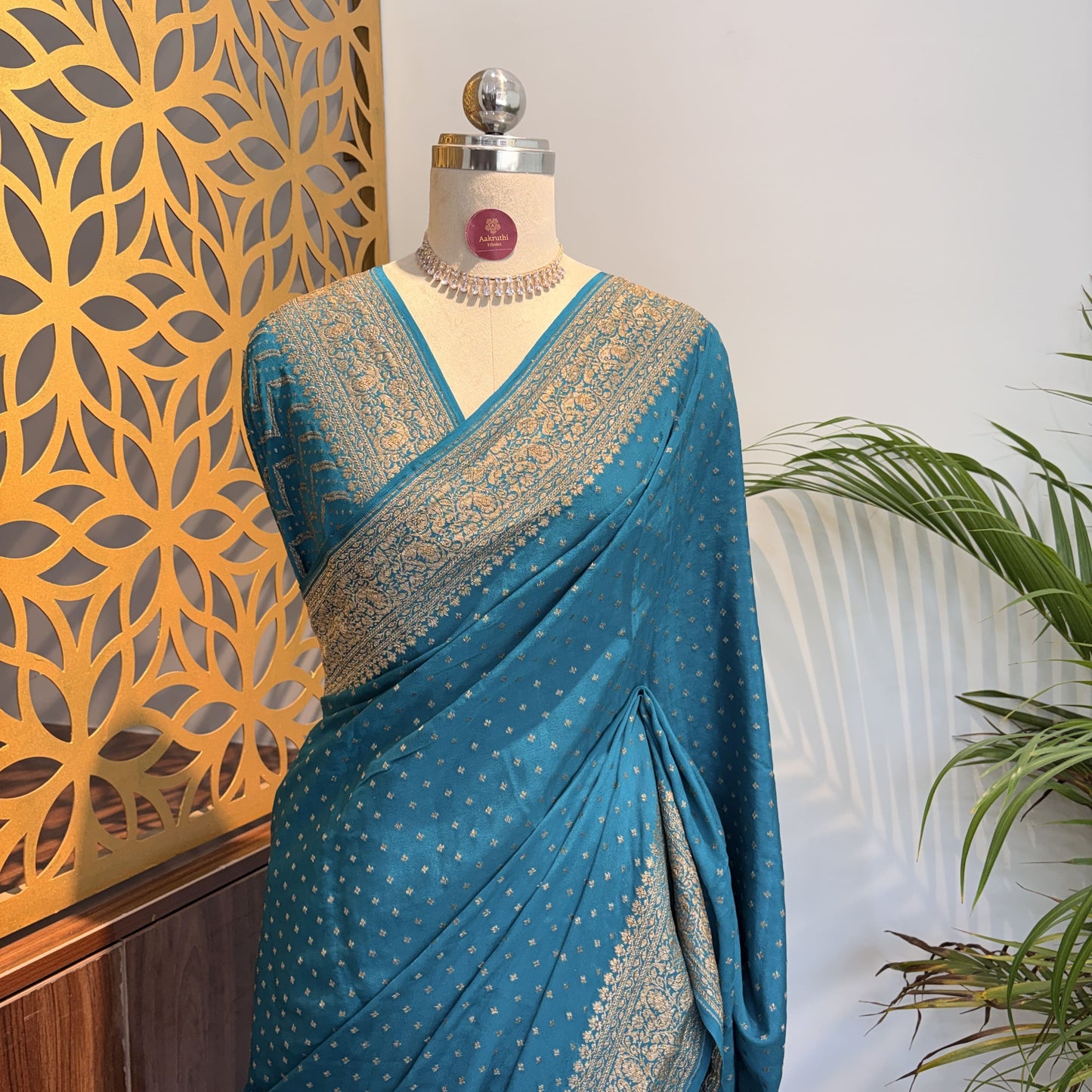 Sky Blue Banarasi Pure Crepe Saree