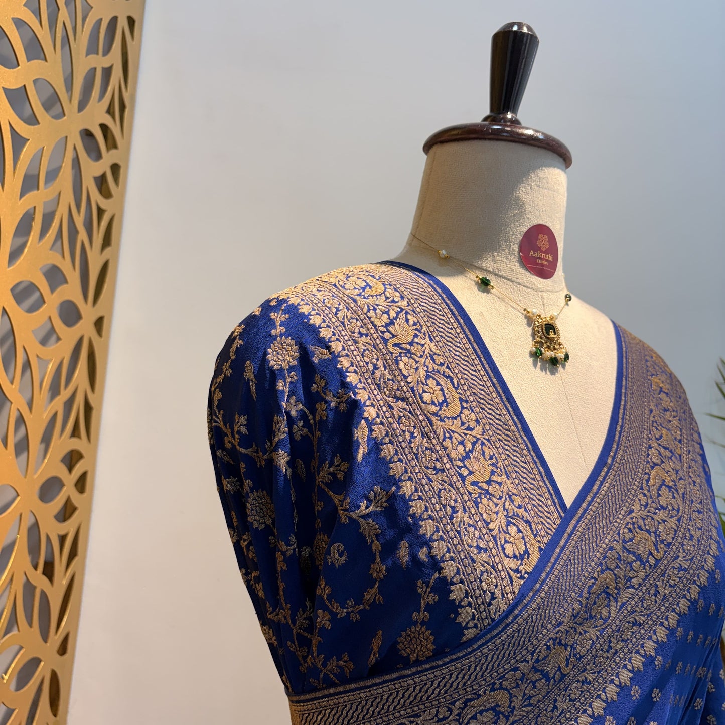 Ink Blue Banarasi Pure Crepe Saree