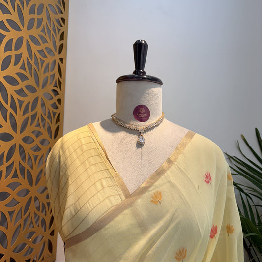 Butter Yellow Handloom Cotton Saree