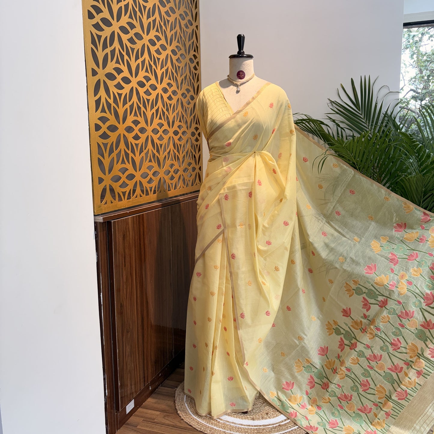 Butter Yellow Handloom Cotton Saree