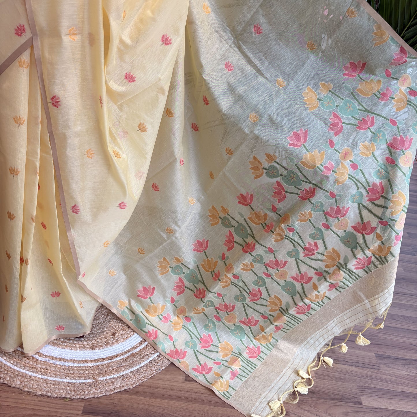 Butter Yellow Handloom Cotton Saree