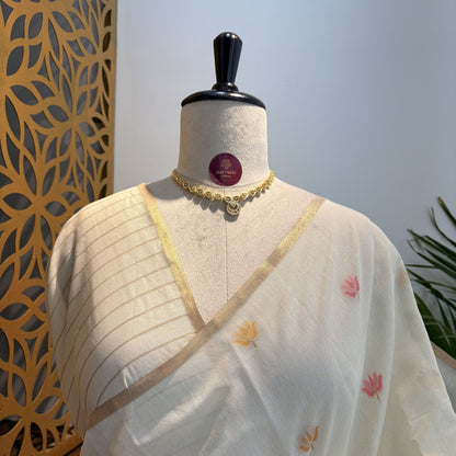 White Woven Cotton Saree