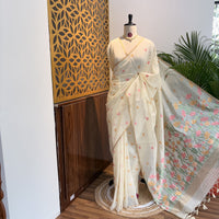 White Woven Cotton Saree