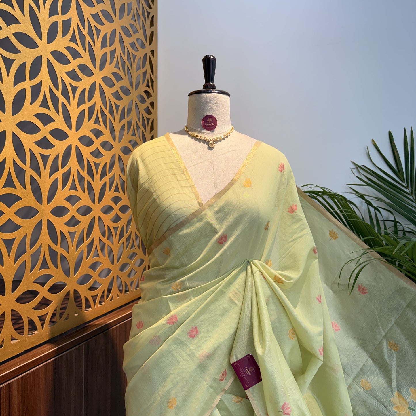 Pista Green Handloom Cotton Saree