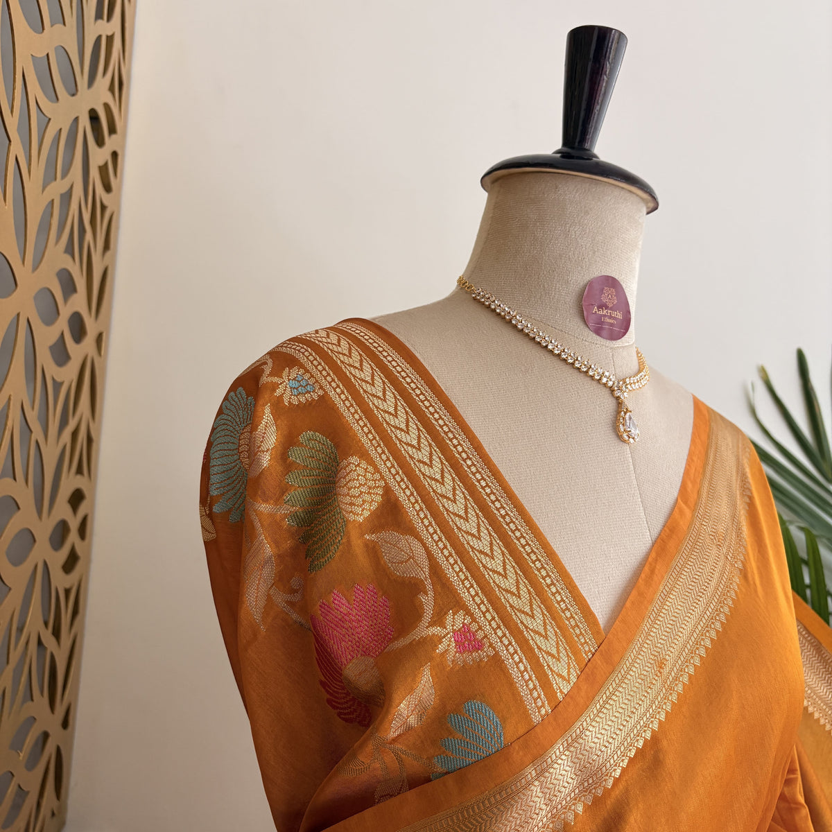 Yellow Semi Raw Silk Banarasi Saree
