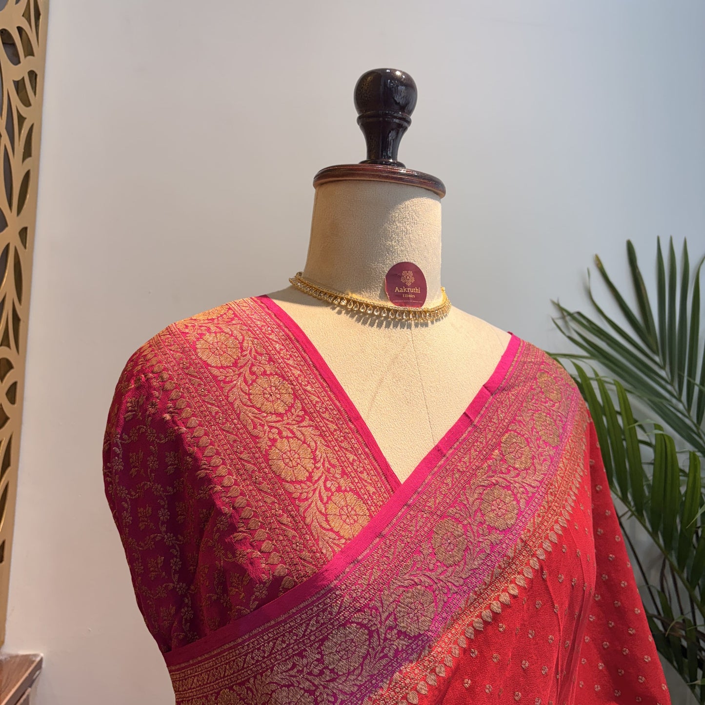 Red Banarasi Pure Crepe Saree