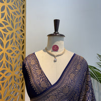 Blue Banarasi Pure Crepe Brocade Saree