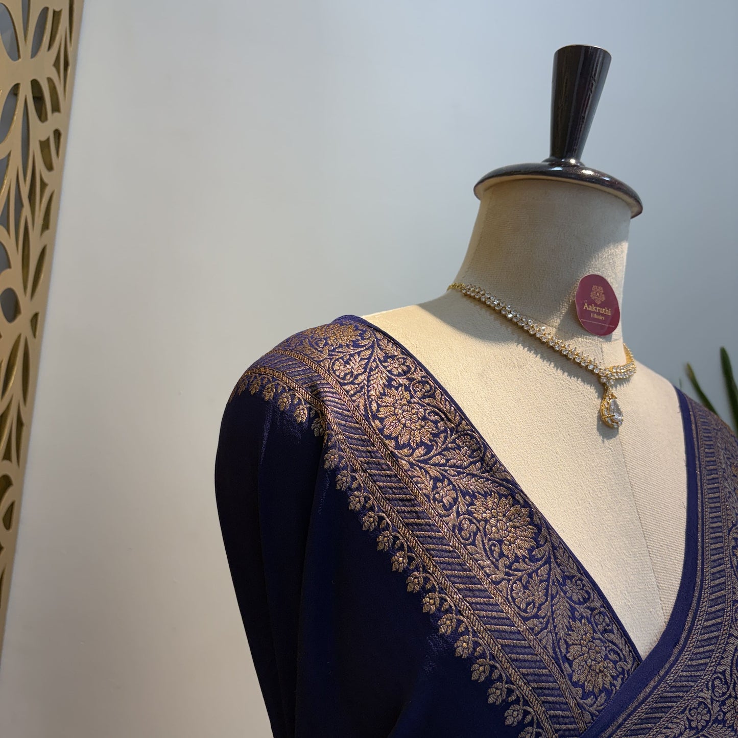 Blue Banarasi Pure Crepe Brocade Saree