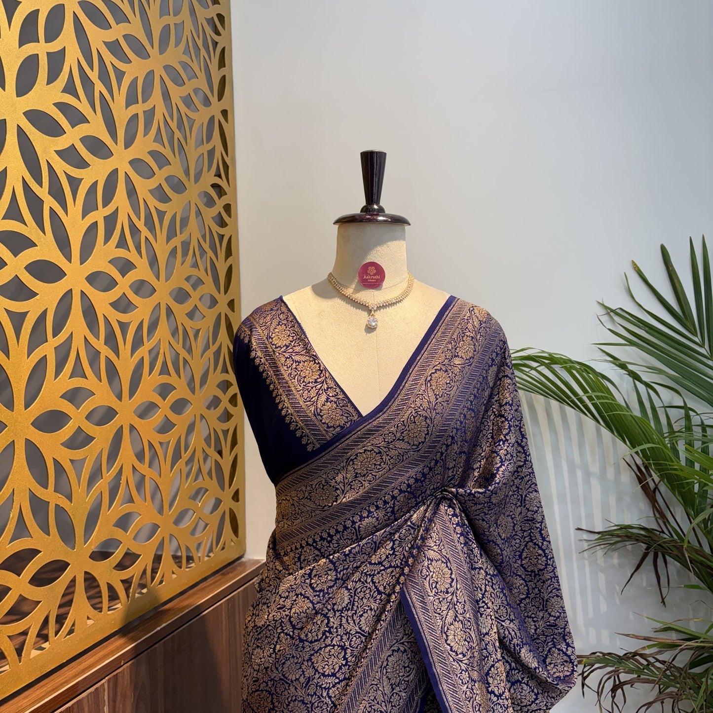 Blue Banarasi Pure Crepe Brocade Saree