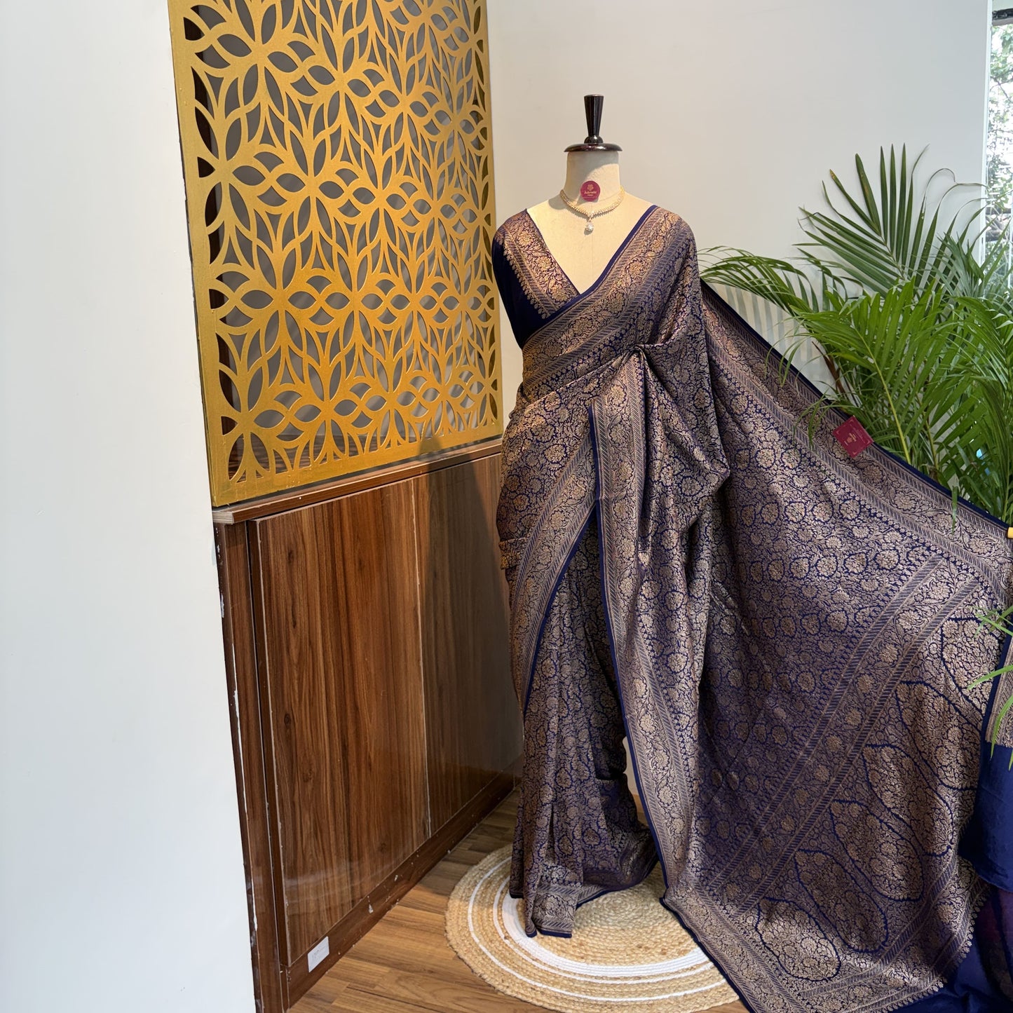 Blue Banarasi Pure Crepe Brocade Saree