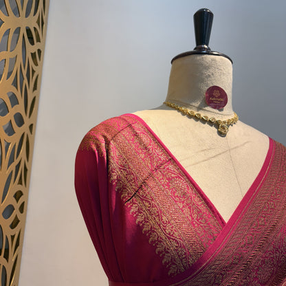 Yellow Banarasi Pure Crepe Brocade Saree