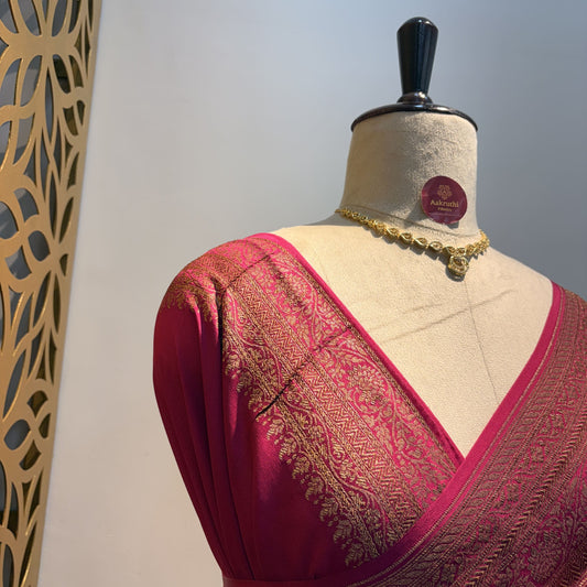 Yellow Banarasi Pure Crepe Brocade Saree
