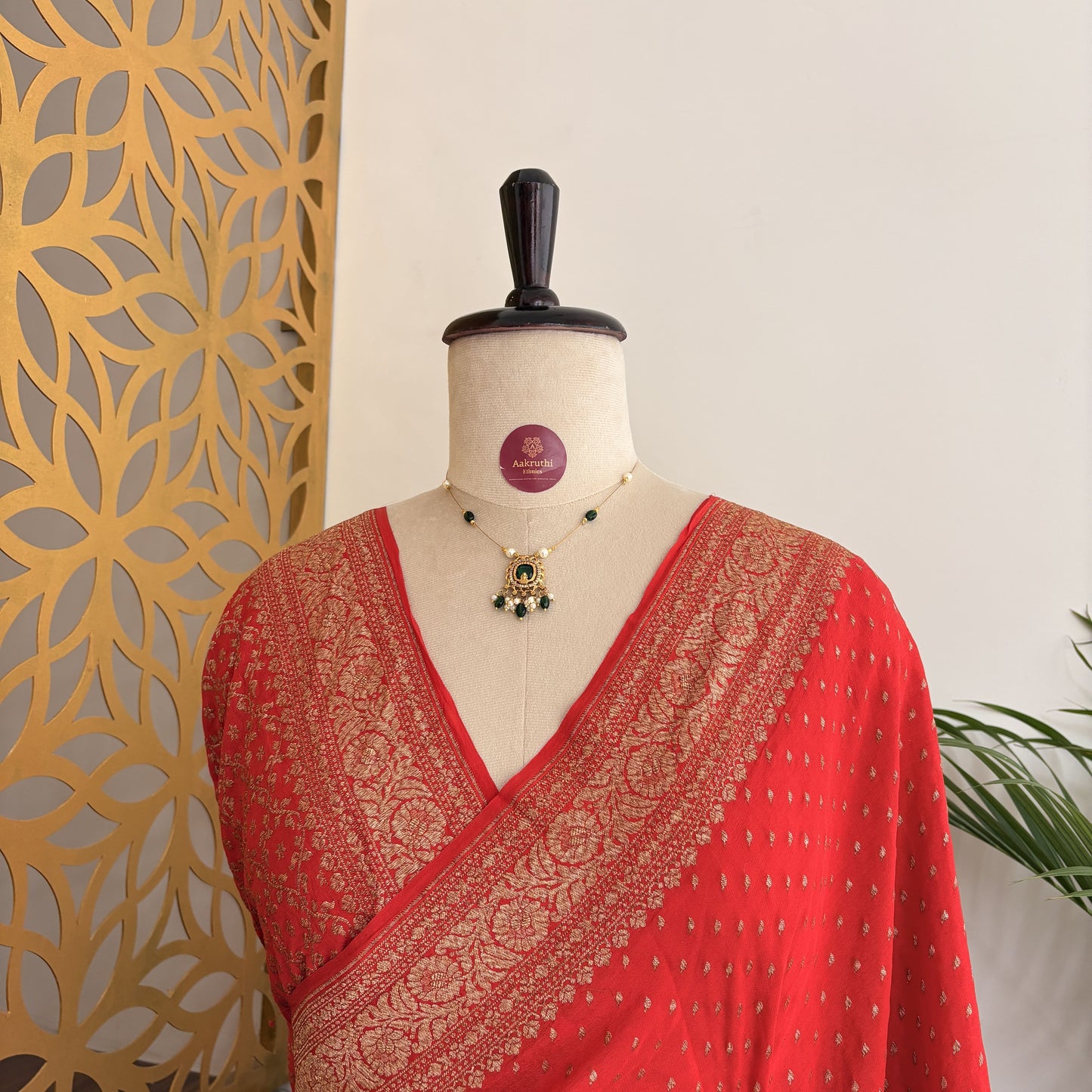 Red Banarasi Pure Crepe Saree