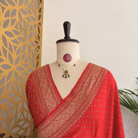 Orange Banarasi Pure Crepe Saree