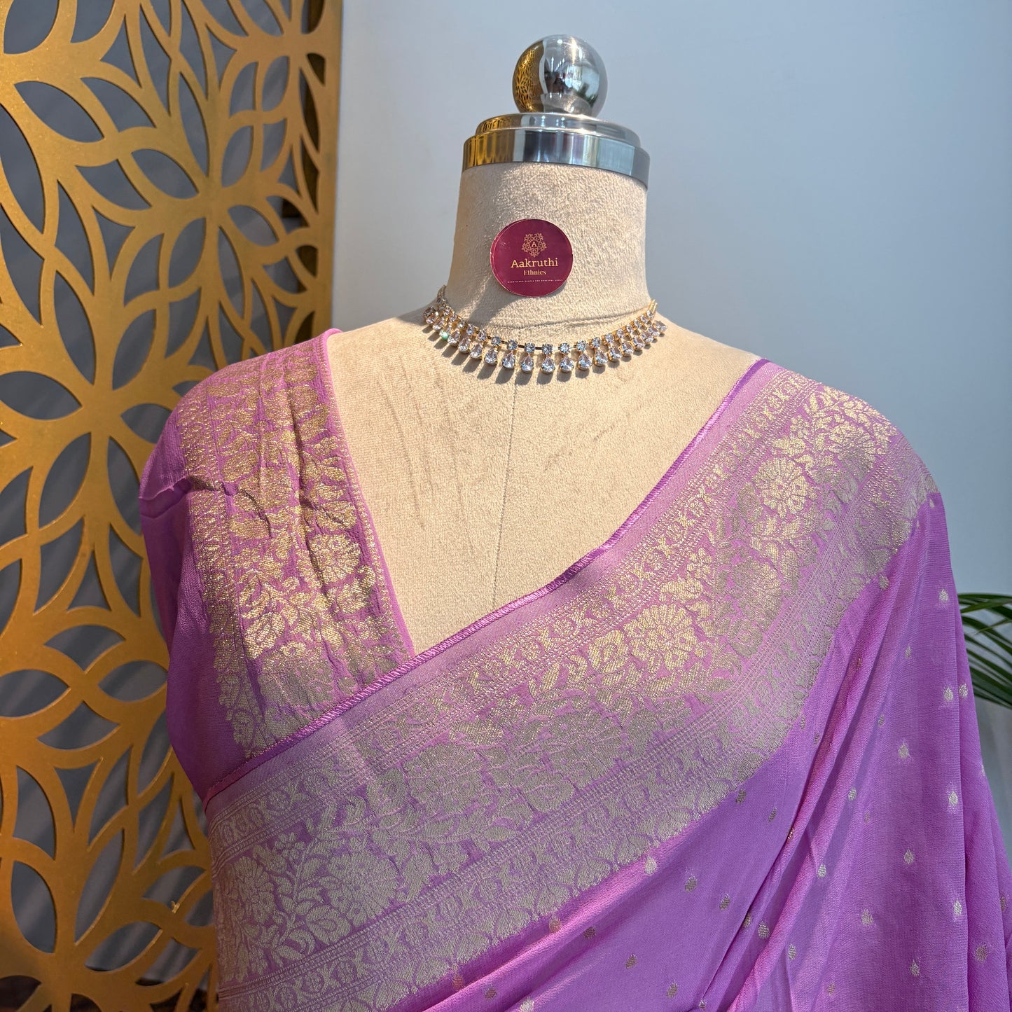 Lavender Semi Khaddi Georgette Saree