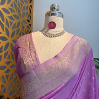 Lavender Semi Khaddi Georgette Saree