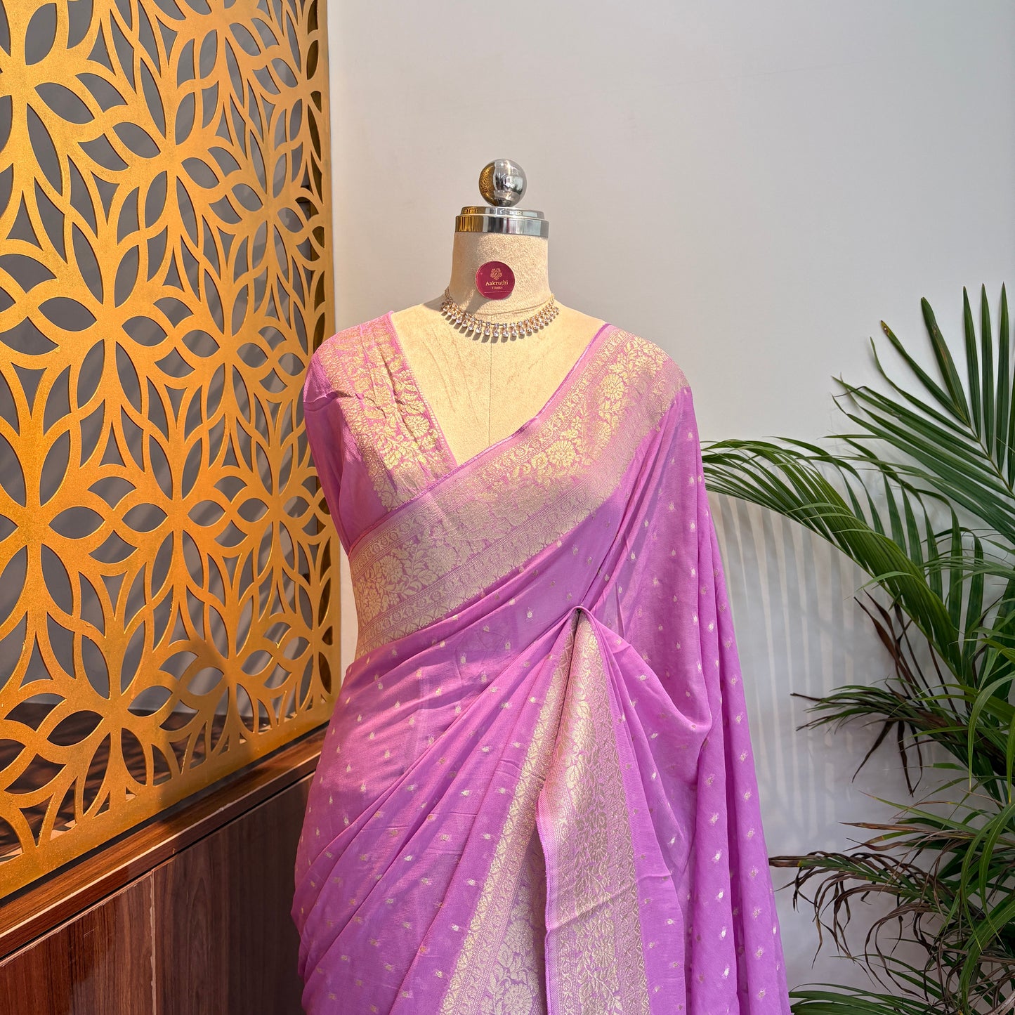 Lavender Semi Khaddi Georgette Saree