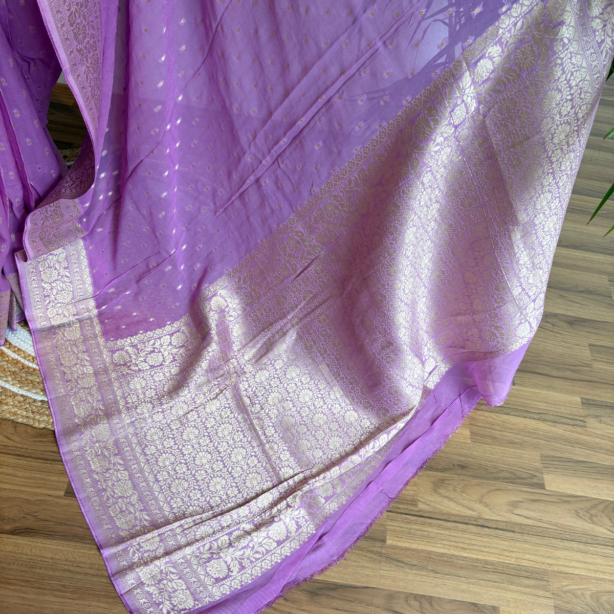 Lavender Semi Khaddi Georgette Saree