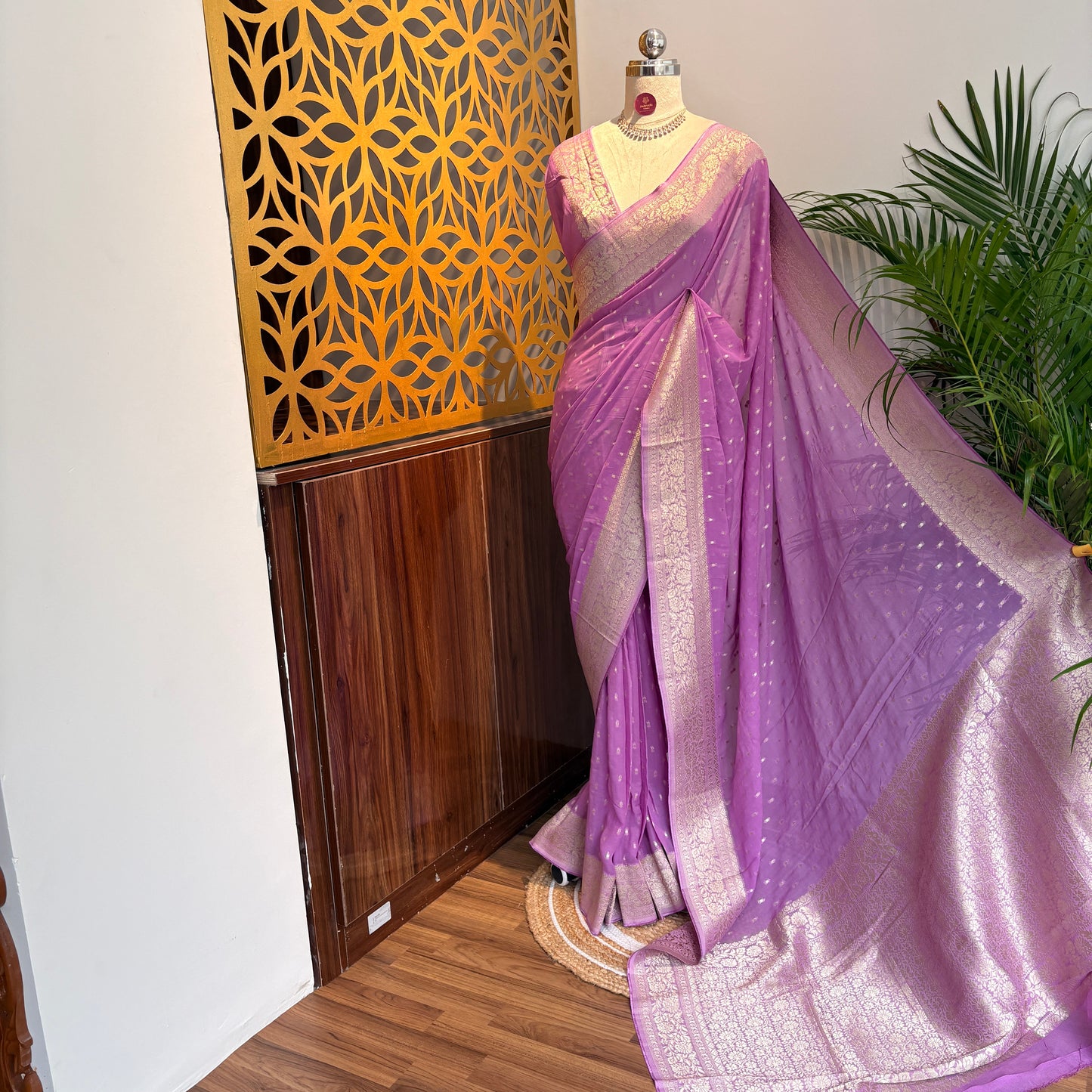 Lavender Semi Khaddi Georgette Saree