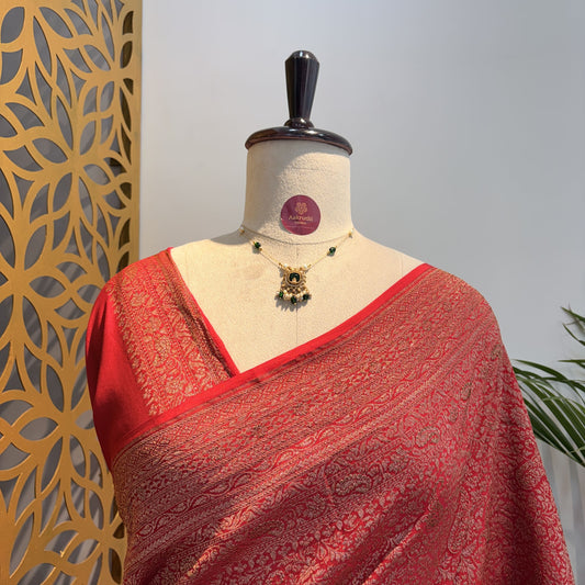Red Banarasi Pure Crepe Brocade Saree