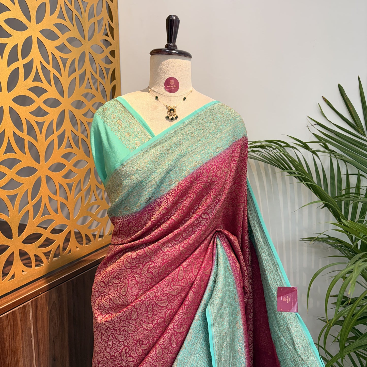 Pink Banarasi Pure Crepe Brocade Saree