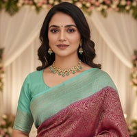 Pink Banarasi Pure Crepe Brocade Saree