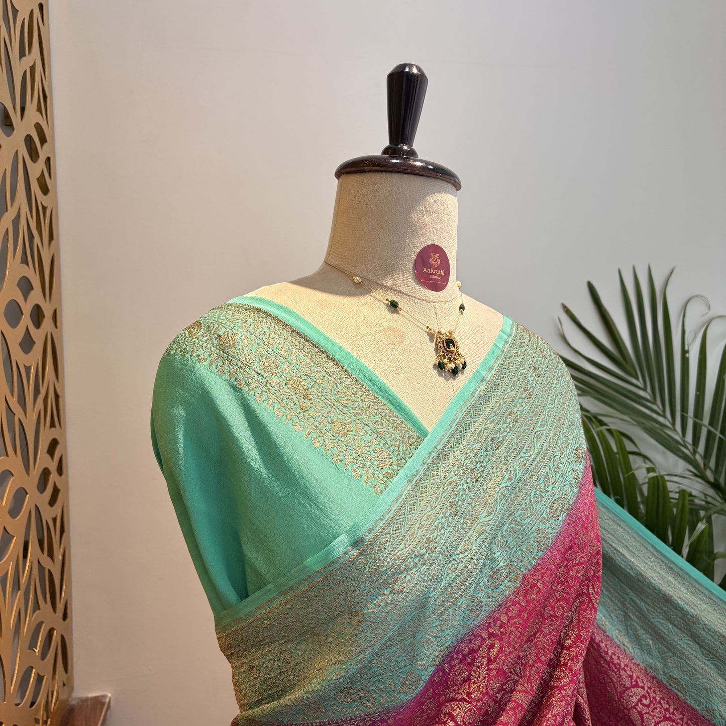 Pink Banarasi Pure Crepe Brocade Saree