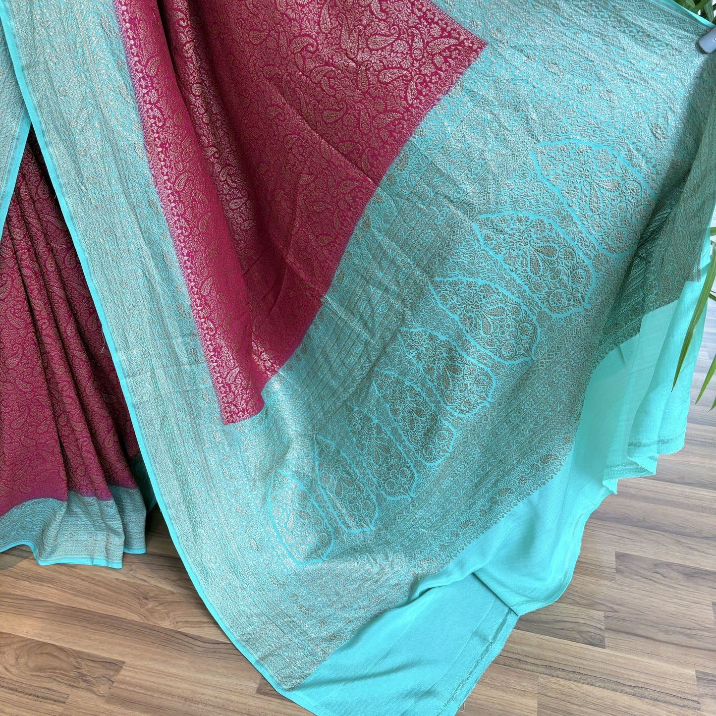 Pink Banarasi Pure Crepe Brocade Saree