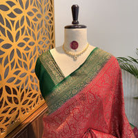 Red Banarasi Pure Crepe Brocade Saree