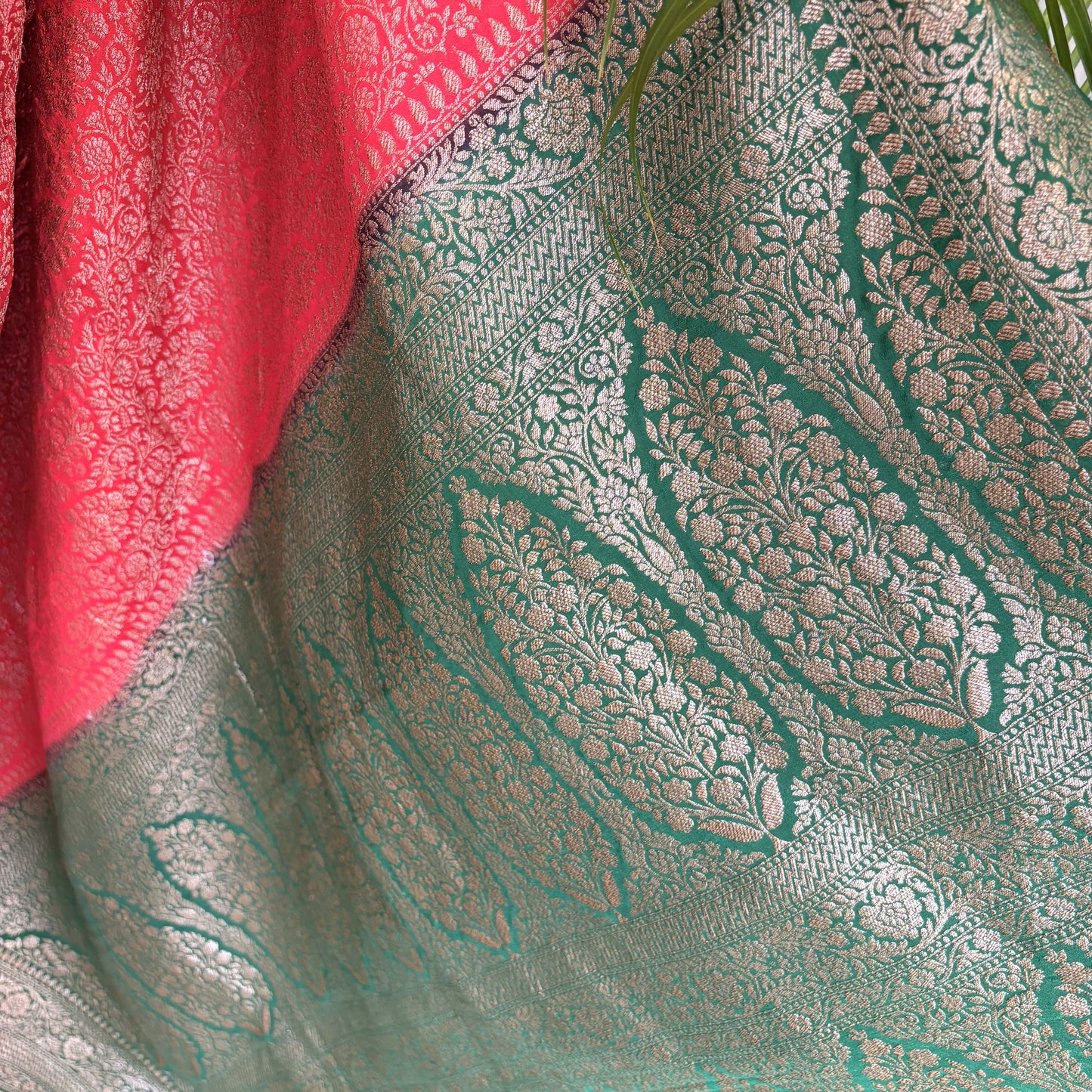 Red Banarasi Pure Crepe Brocade Saree