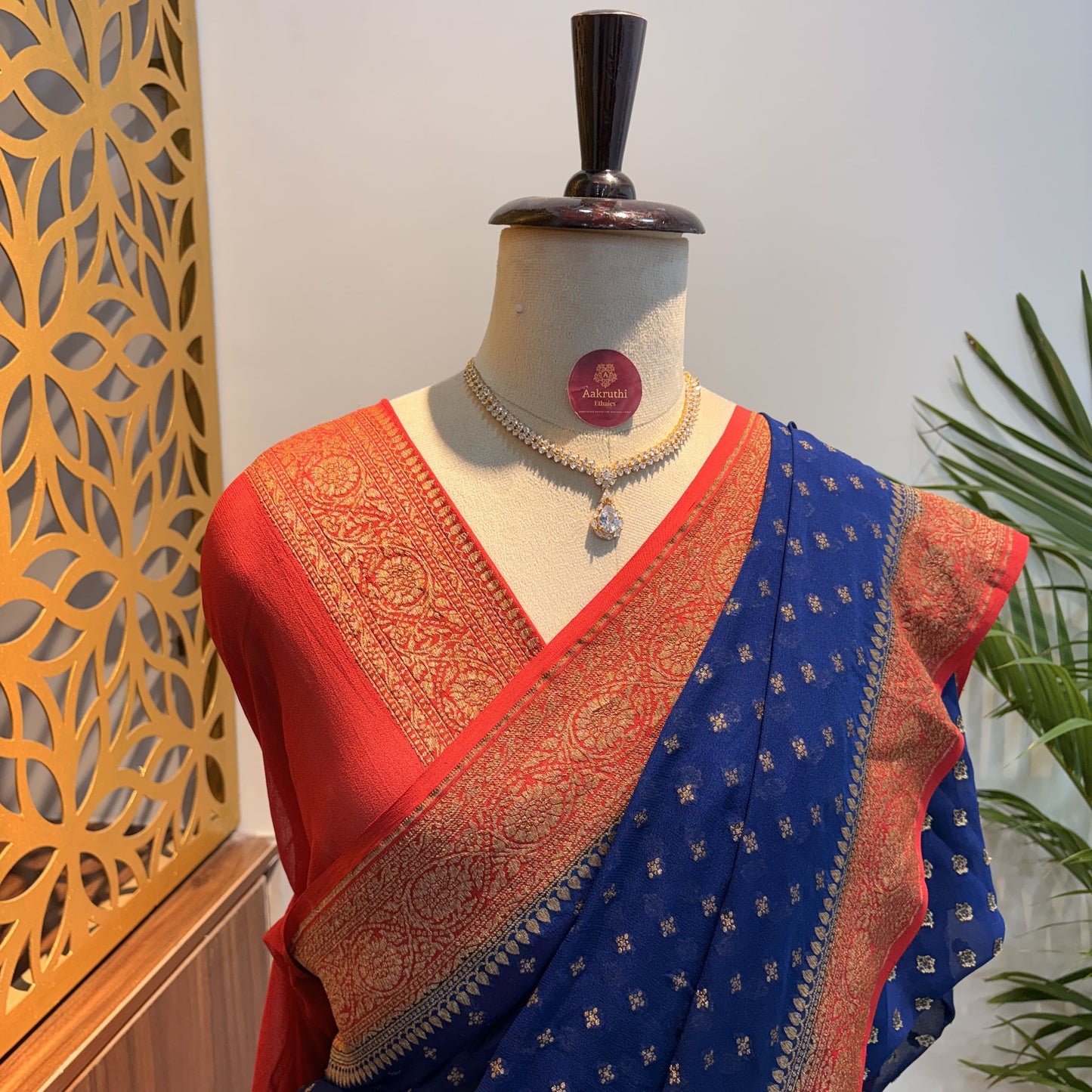 Blue Pure Khaddi Georgette Banarasi Saree