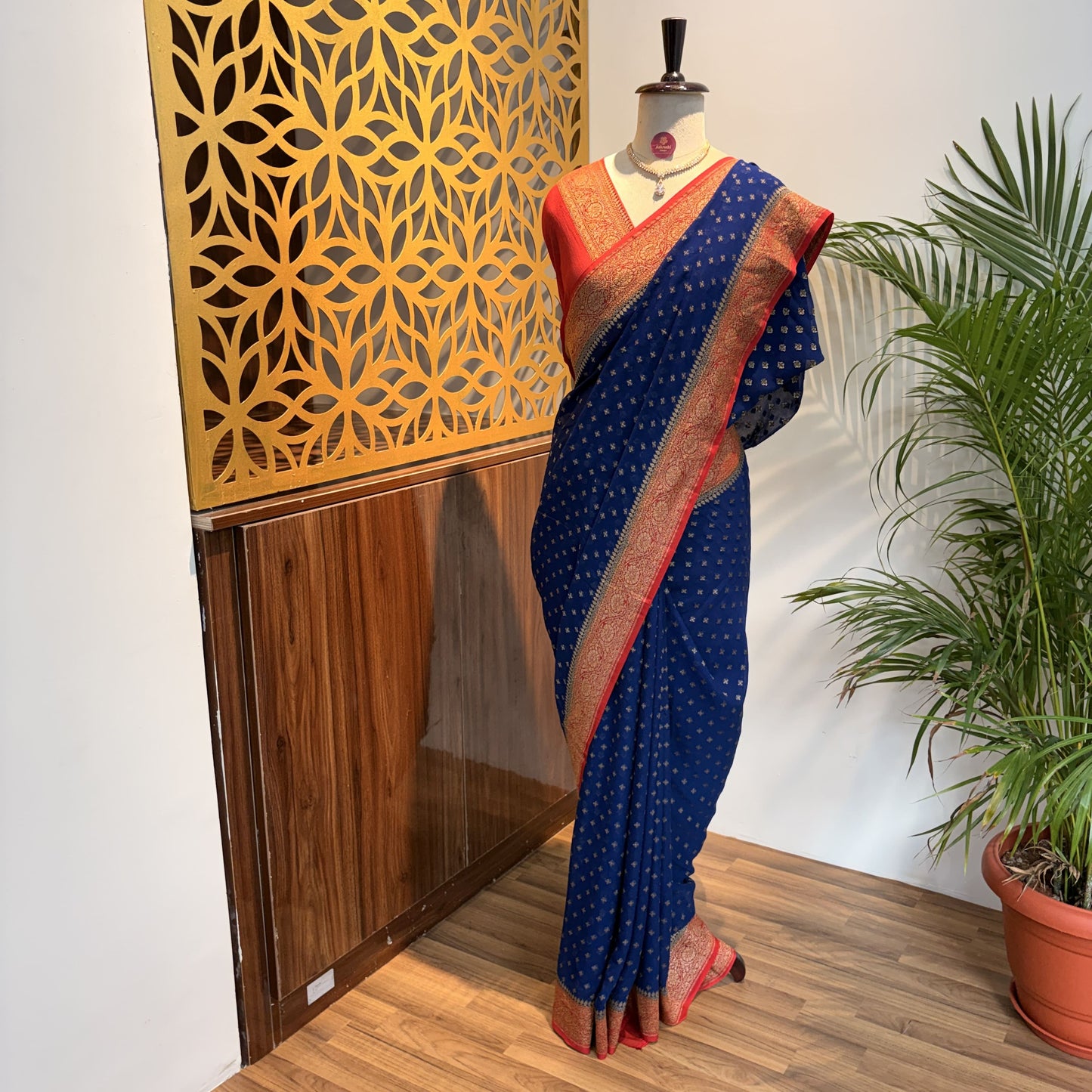 Blue Pure Khaddi Georgette Banarasi Saree