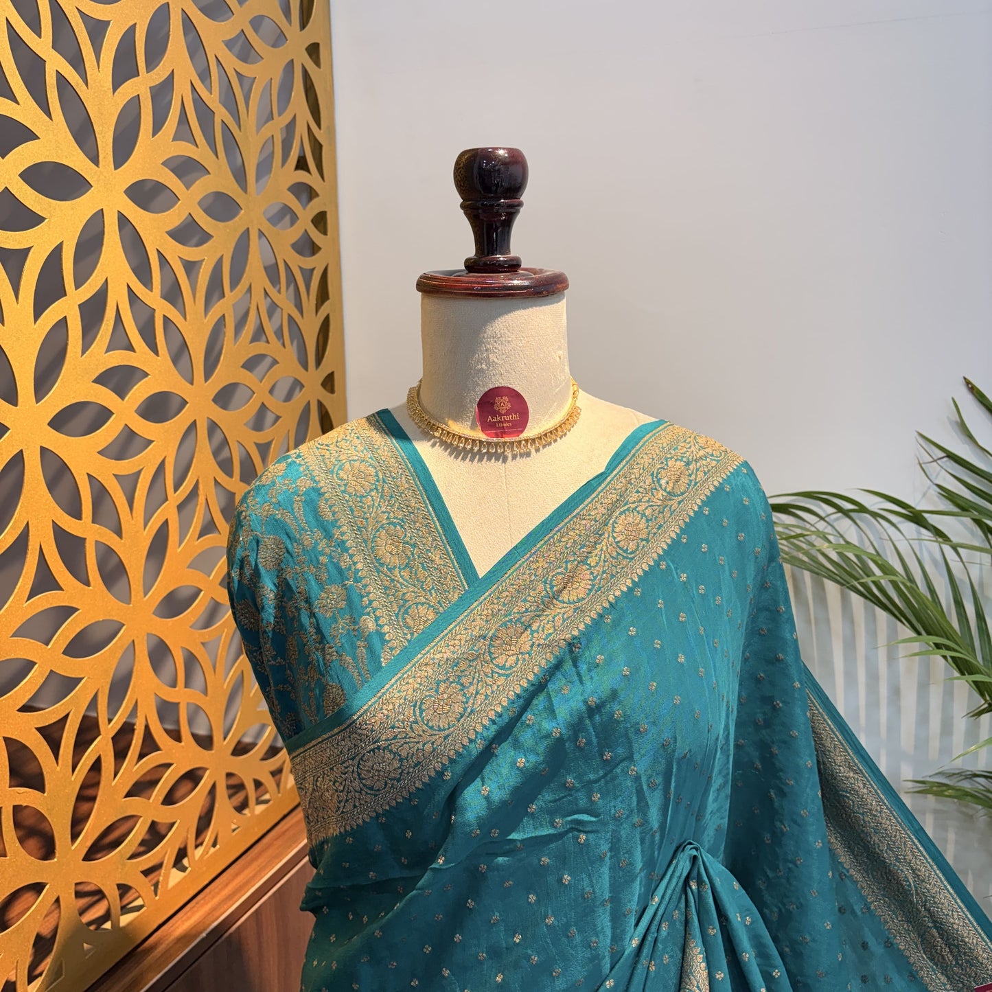 Rama Green Banarasi Pure Crepe Saree