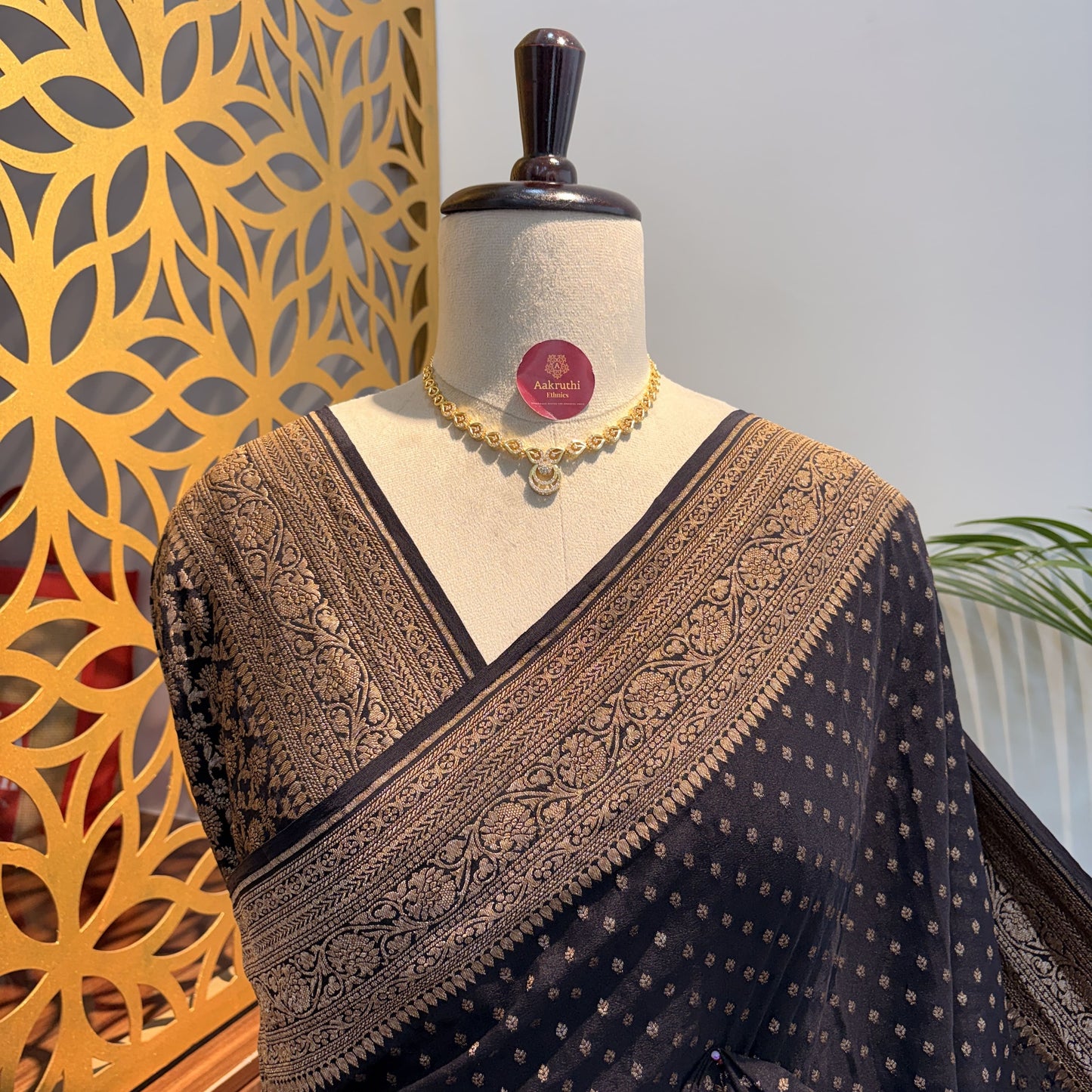 Black Banarasi Pure Crepe Saree