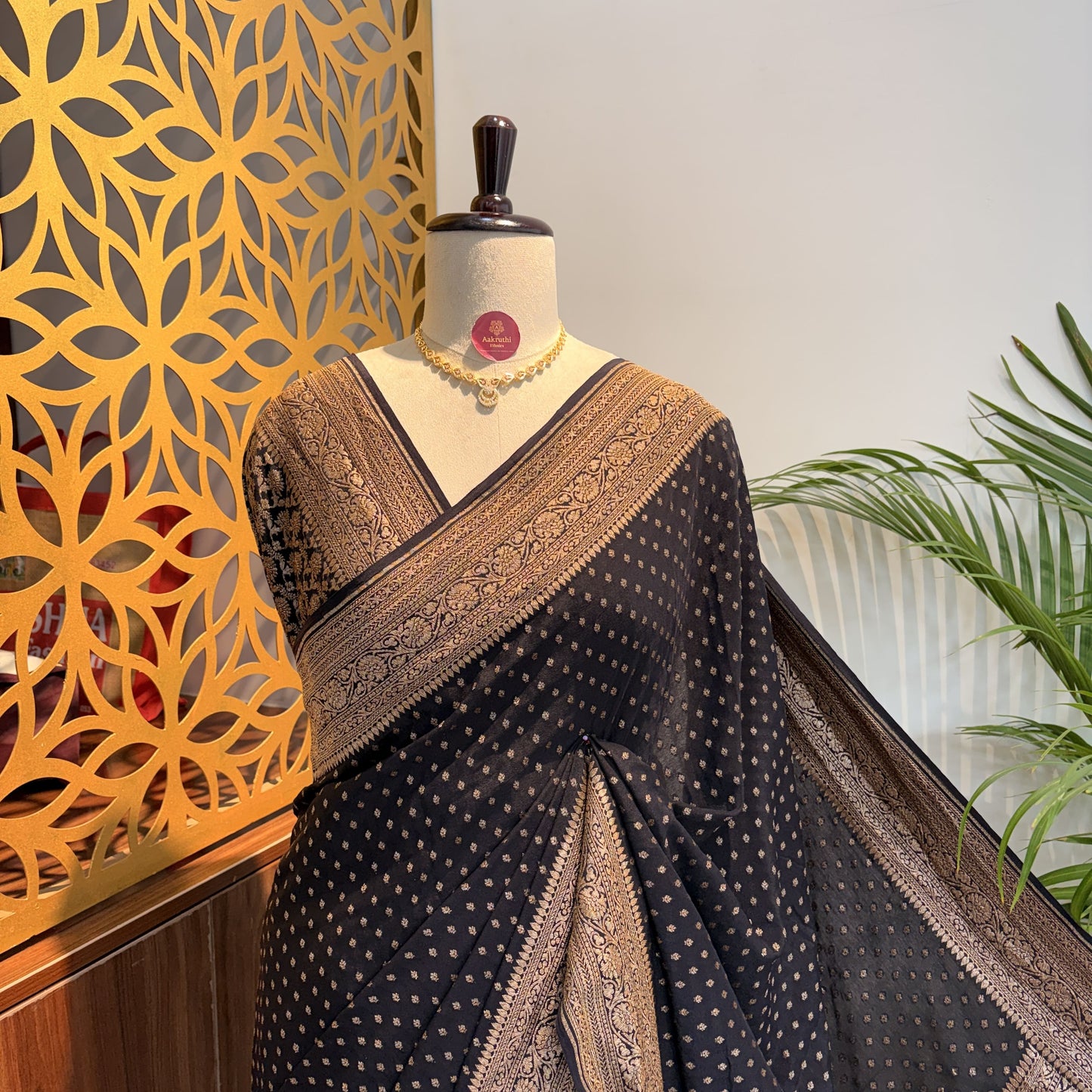 Black Banarasi Pure Crepe Saree