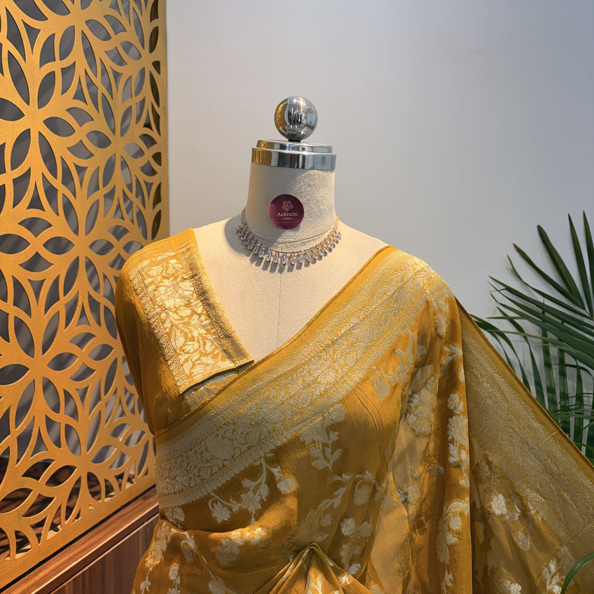 Yellow Semi Khaddi Georgette Saree