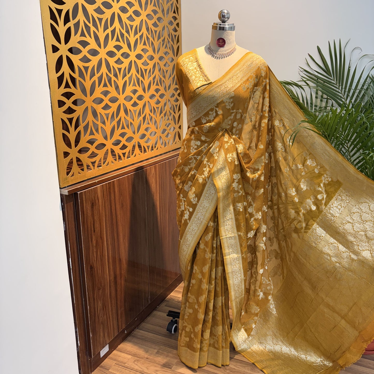 Yellow Semi Khaddi Georgette Saree
