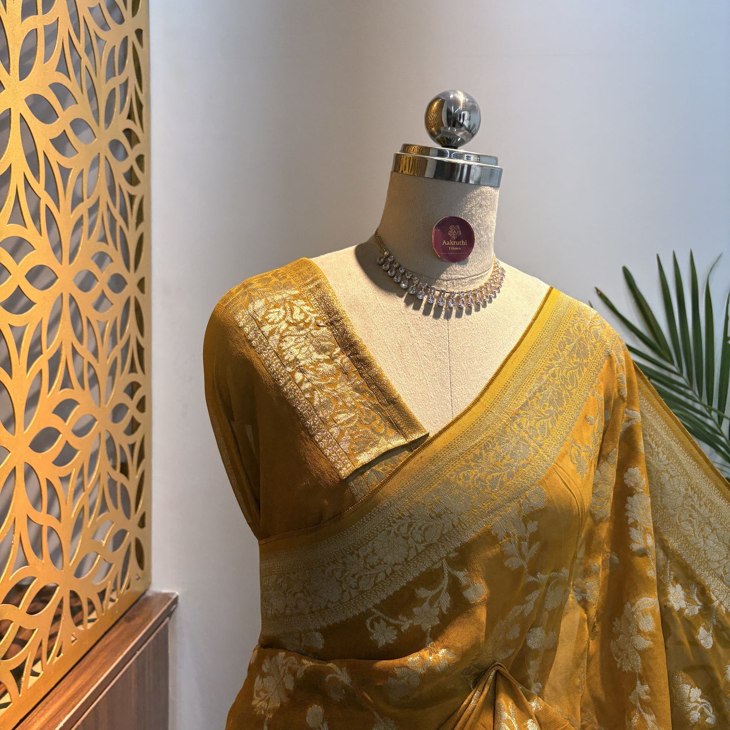 Yellow Semi Khaddi Georgette Saree