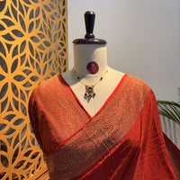 Orange Banarasi Pure Crepe Saree