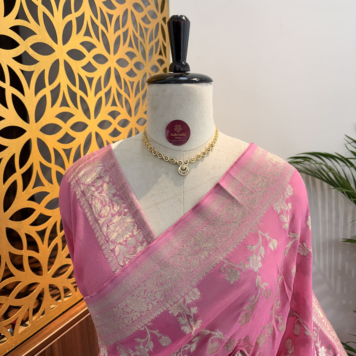 Pink Semi Khaddi Georgette Saree