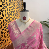 Pink Semi Khaddi Georgette Saree