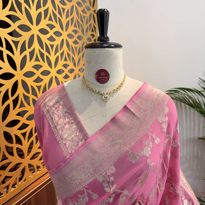 Pink Semi Khaddi Georgette Saree