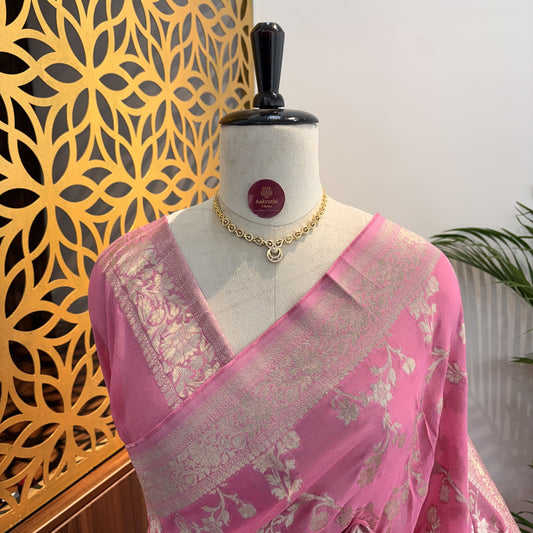 Pink Semi Khaddi Georgette Saree