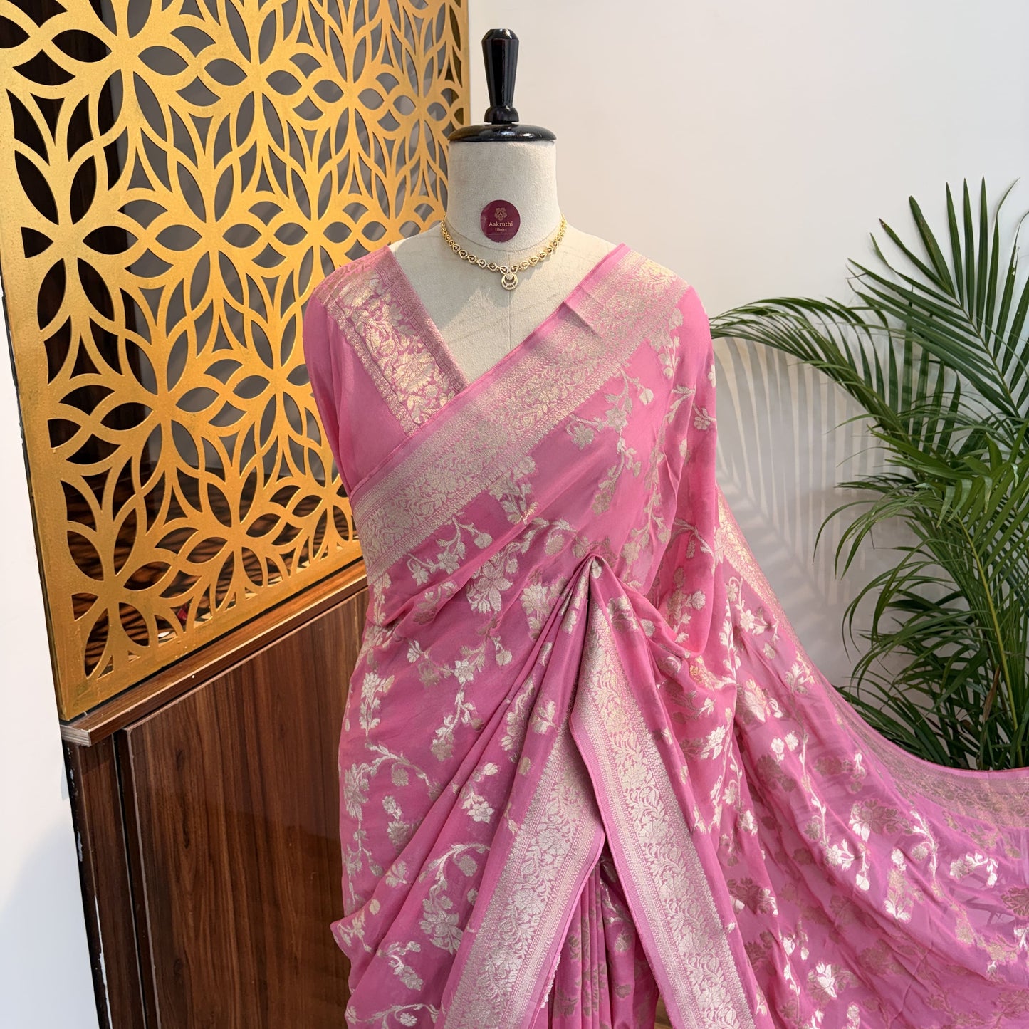 Pink Semi Khaddi Georgette Saree