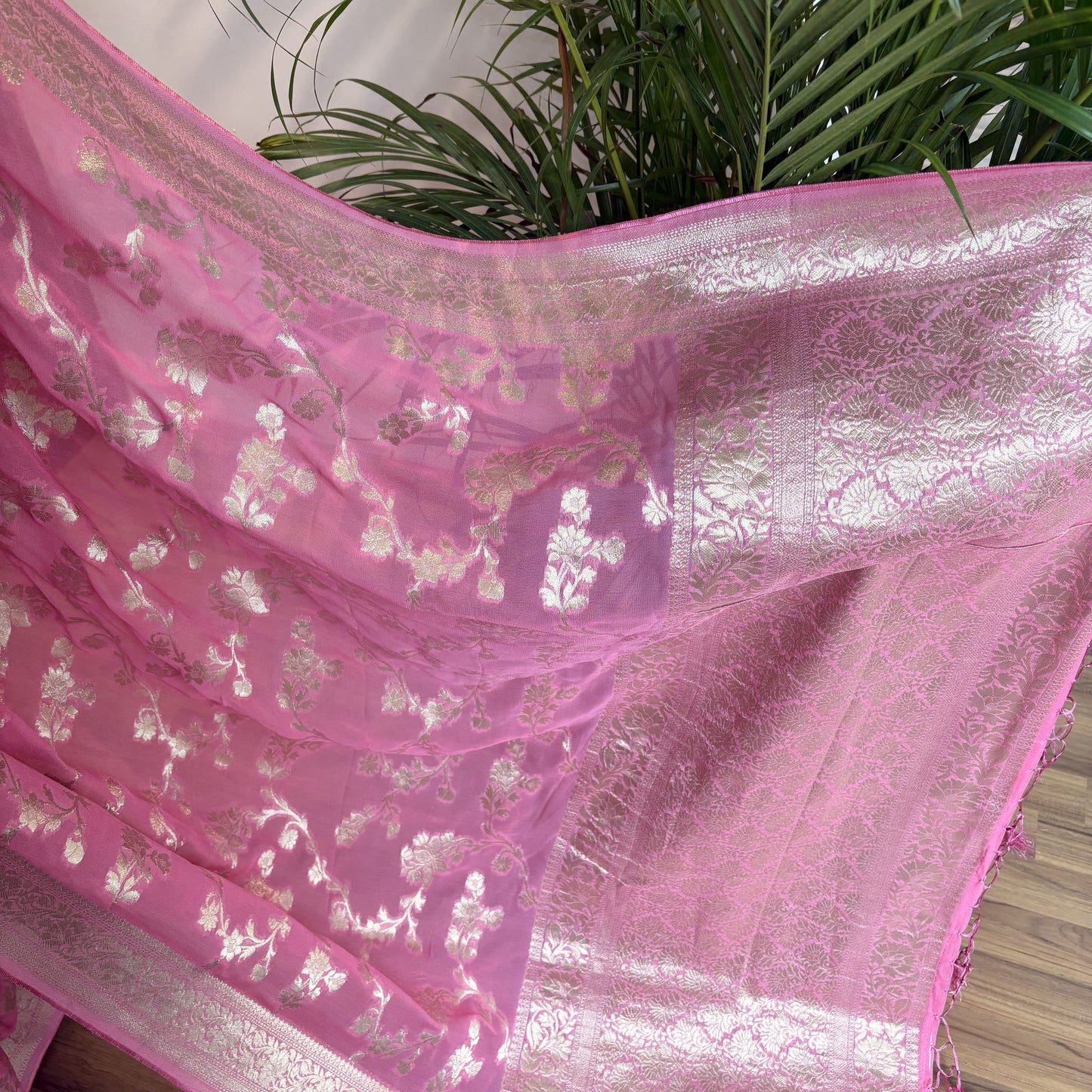 Pink Semi Khaddi Georgette Saree