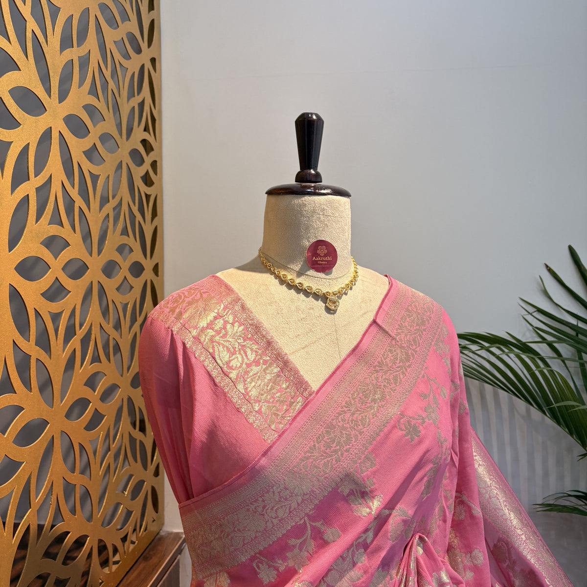 Pink Semi Khaddi Georgette Saree